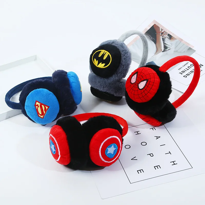 Cartoon Ear Muffs for kids Winter Warmers Covers Cold Weather Behind the Head Style Black Fleece Earmuffs
