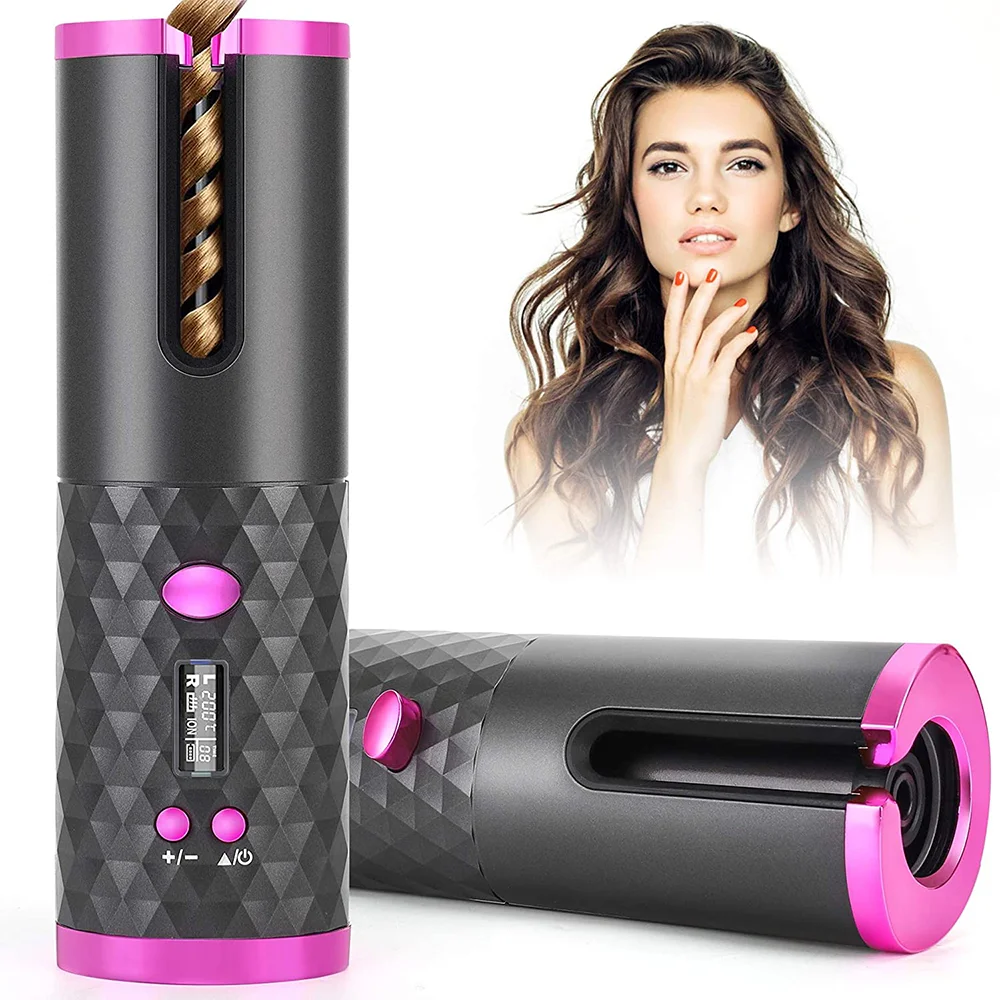 Auto Rotating Wavy Hair Curling Iron USB Rechargeable Multifunction Cordless Curling Iron