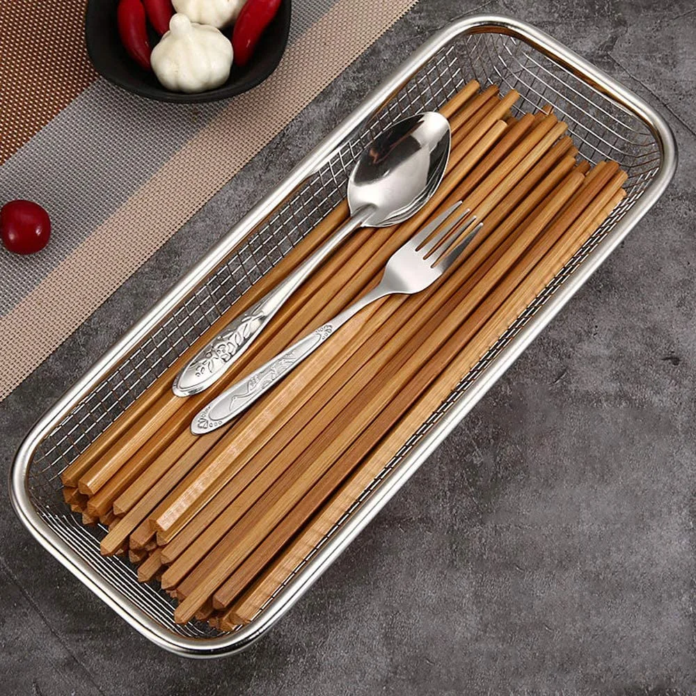 Stainless Steel Mesh Net Strainer Basket with a Wide Rim, Resting Feet and Handles