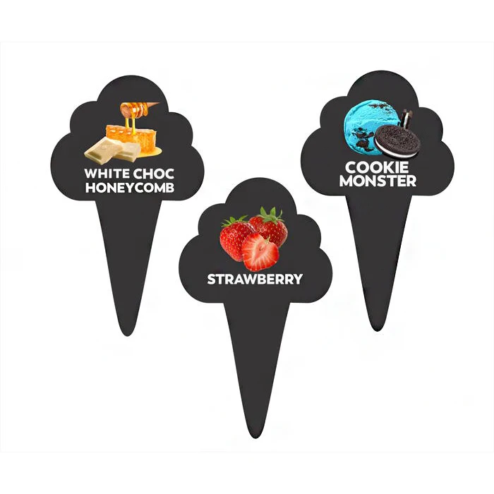 Laser Cut Black Acrylic Flavor Stickers For Ice Cream Acrylic Gelato Ice Flavor Tags For Shop