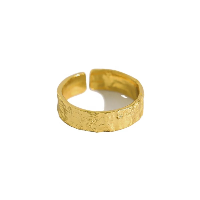 Korean version of irregular concave-convex gold and silver foil paper pattern open ring