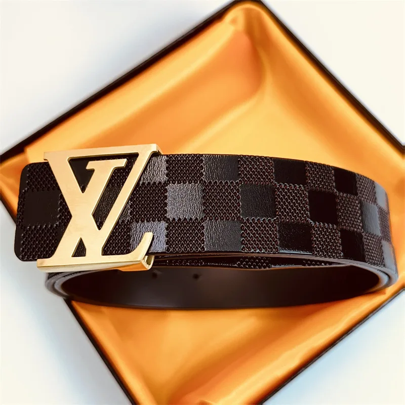 Belt Manufacturer Width Solid Brass Brushed L Letter Cow Leather Screw Removable Beaded Western Buckle Belt For Men