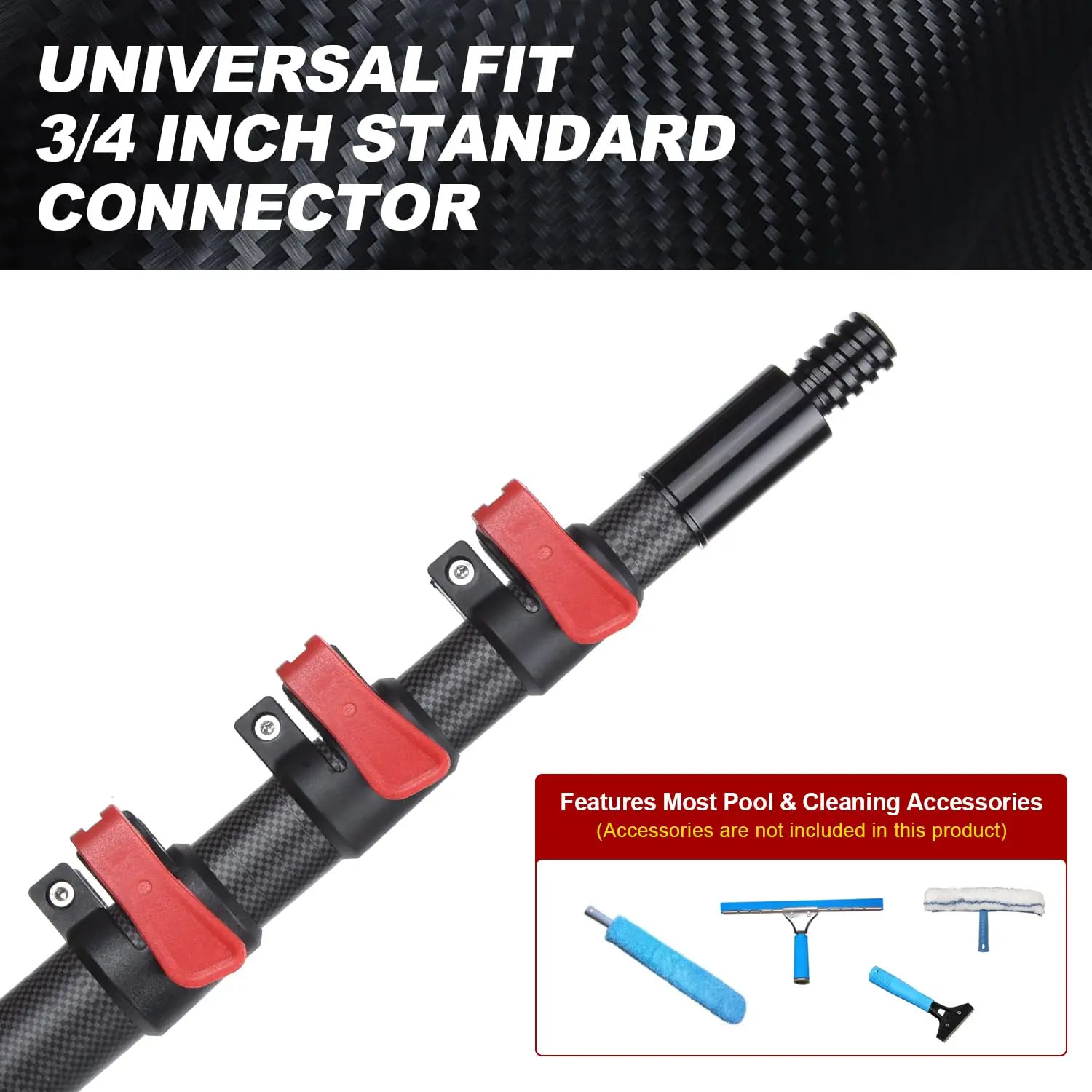 Universal Threaded Head Carbon Fiber Lightweight Sturdy Telescoping Pole for Cleaning Paint Telescoping Extension Pole