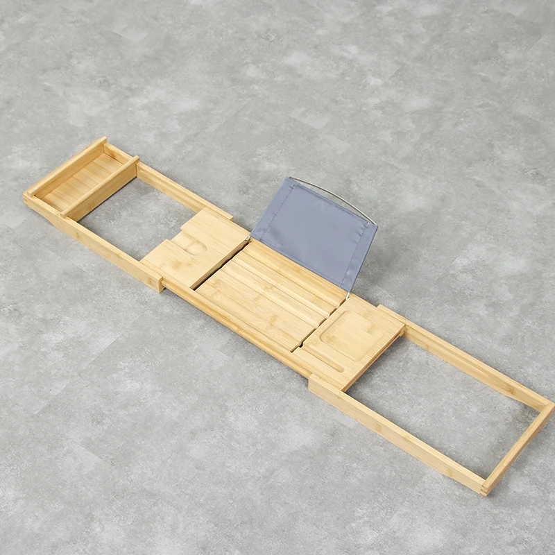 Expandable Bath Tray Table with 1 Sliding with Book Wine Phone Holder Tray for Tub Bath Accessories Bamboo Bathtub Caddy Tray