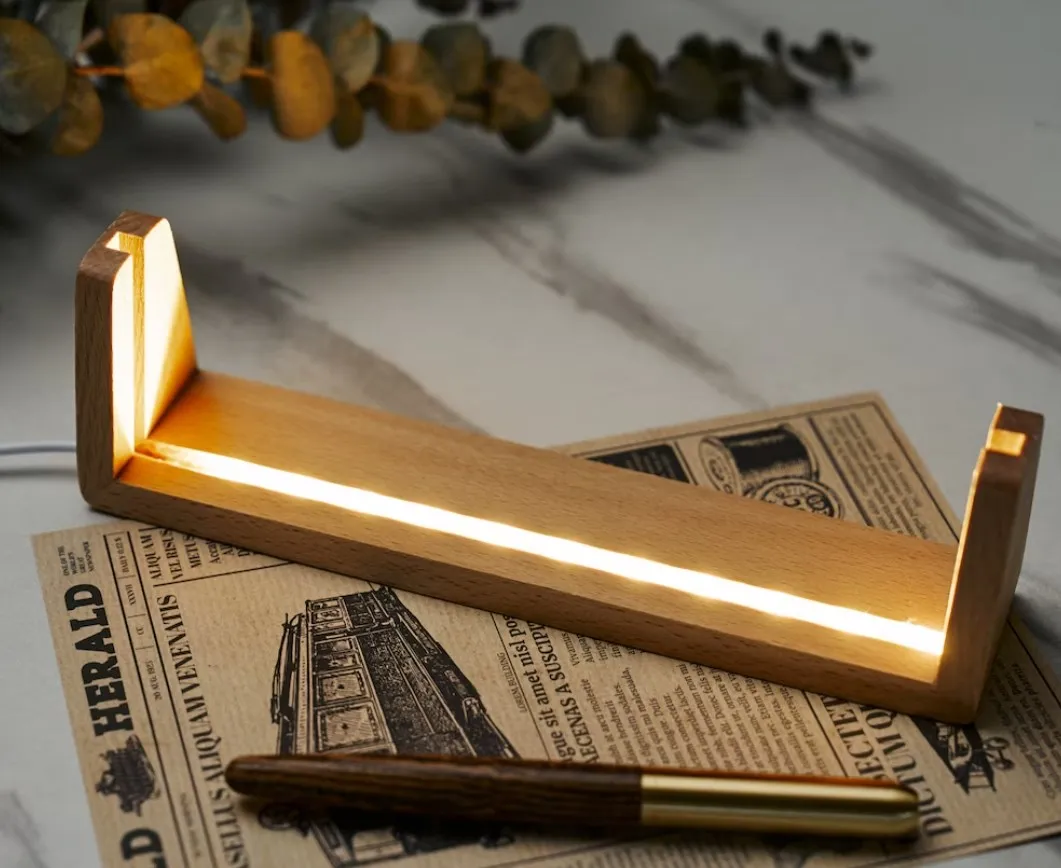 Office Personalized BOSS Coworkers gifts Modern Office Desk LED Lamp Lighted topper acrylic Desk Name Plate with Wooden Base