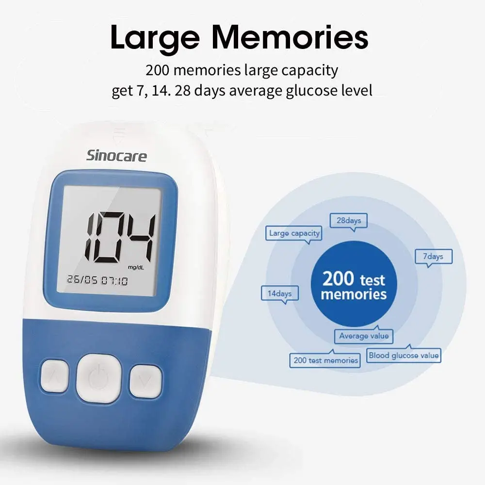 Sinocare Continuous Blood Sugar Monitor Glucose Sensors Glucose Meter With Glucose Test Strips