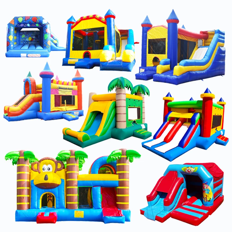 Commercial Bounce House With Water Slides Wholesale Inflatable Bouncer And Houses White Ball Pit Slide Colorful Dry
