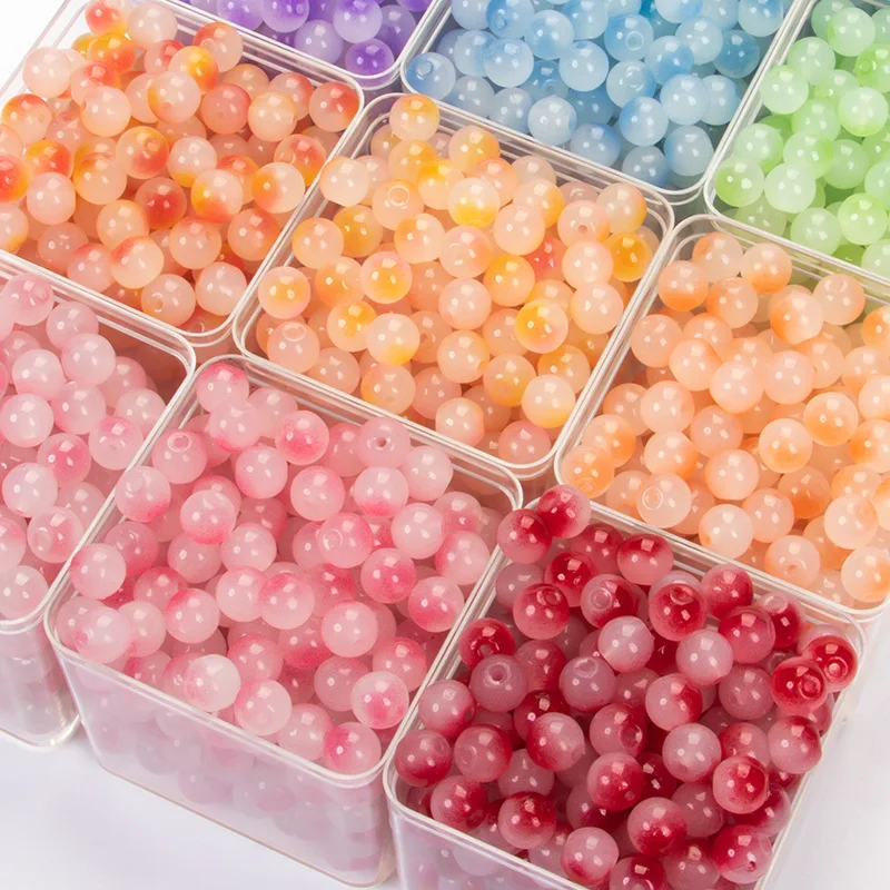 50pcs/bag 8mm Glass Jade Round Beads Craft DIY Bracelet Necklace Hand string Making Loose Bead