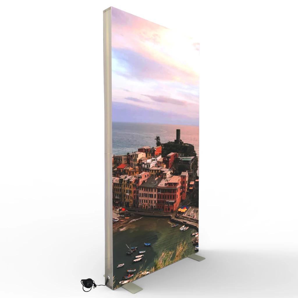 Aluminum Profile Custom Double Sides Polyester Fabric Frameless LED Backlit Free Standing Silicon Edged Graphic SEG Light Box