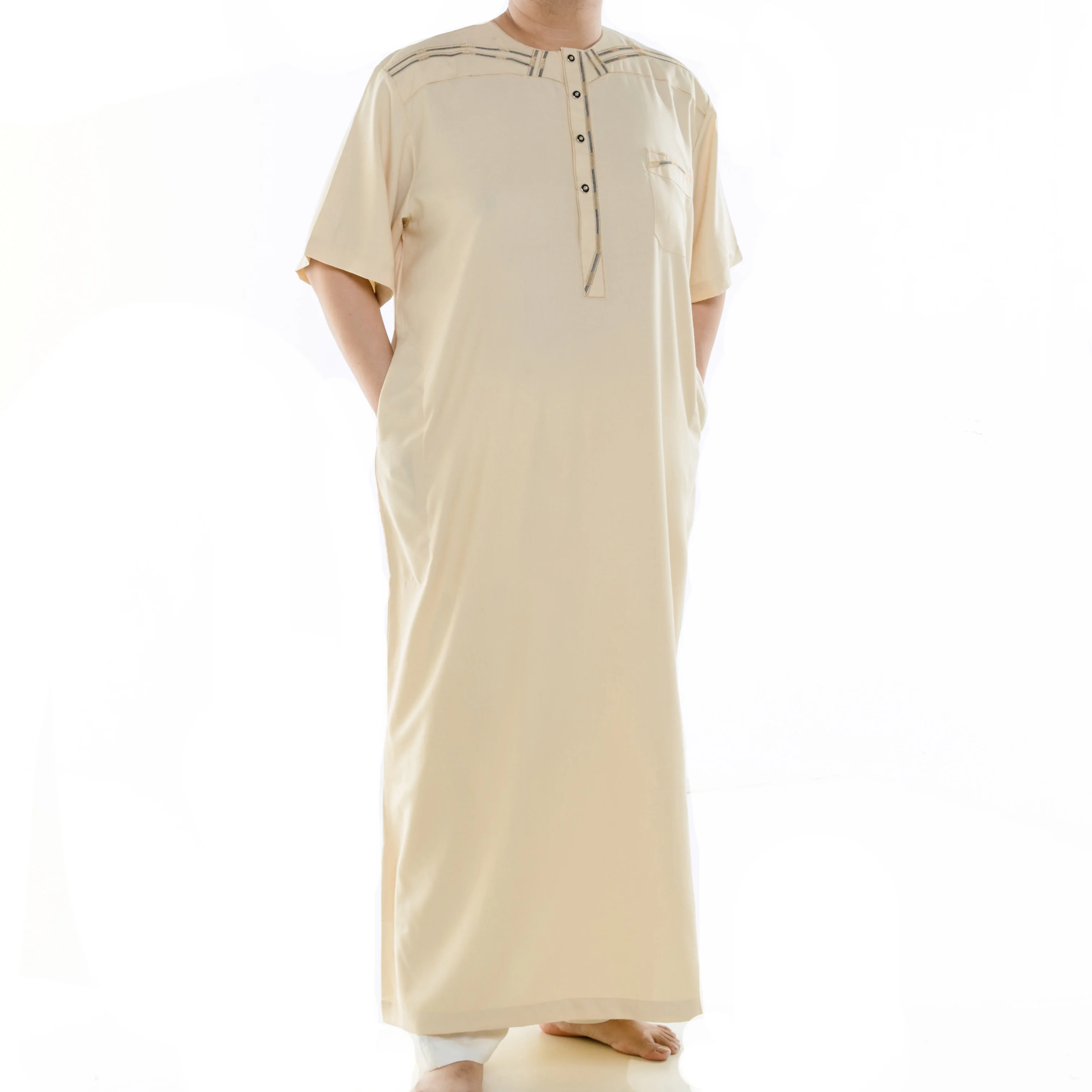 Wholesale Hot Sale Islamic Men White Clothing Thobe Arab Design Thobe Muslims Abaya islam musulman arab robe