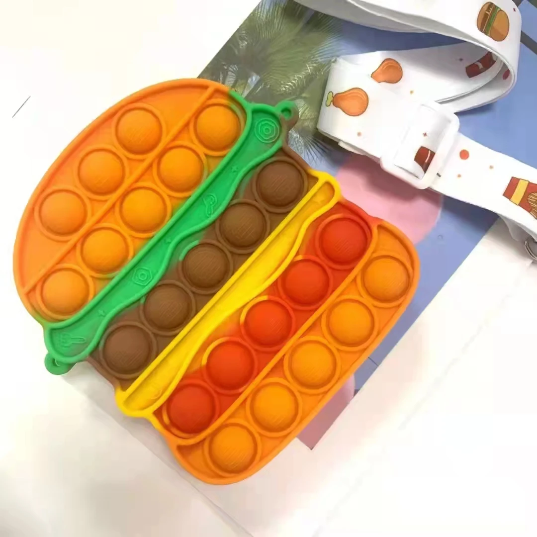 pink cat silicone toys candy color pencil case shoulder bag rabbit fidget toys bag school supplies