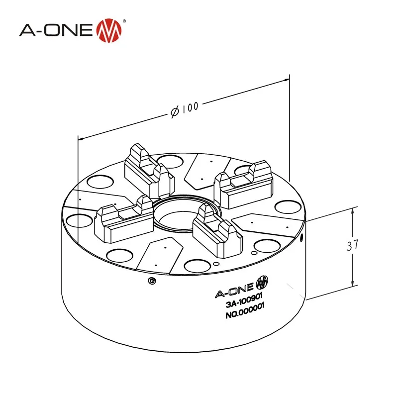 A-ONE ITS system  ER-037970  pneumatic lathe chuck 100 P 102x102 for  CNC/EDM  use 3A-100901