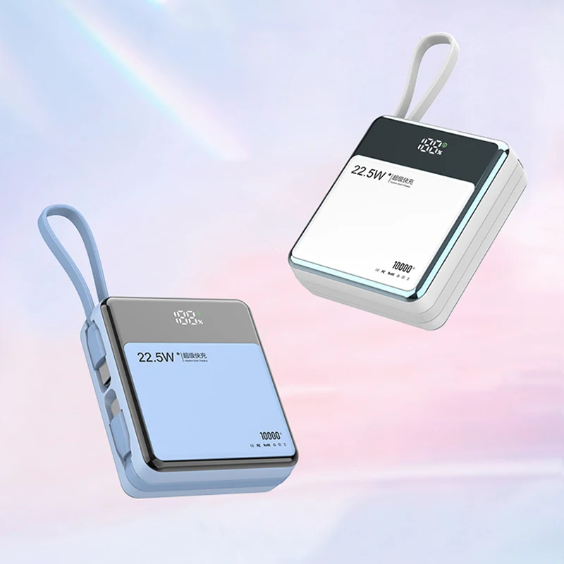 Promotional Gift Multifunction Universal Outdoor Emergency Dual-wire Charging Powerbank 10000 mah 22.5W Mini Mobile Power Bank