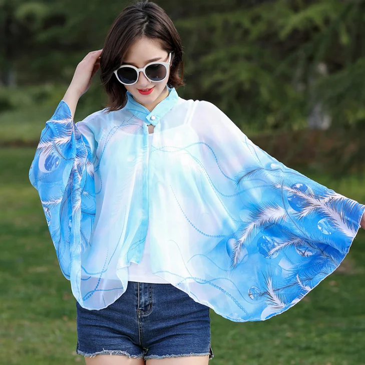Ladies Car Riding Clothing Summer Printing Sleeve Cuff Shading Sunscreen Scarf Sun Uv Protection Shawls
