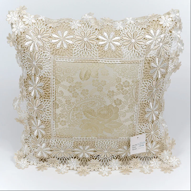 European Lace Embroidered Car Throw Pillow Covers Living Room Sofa Lace Embroidered Cushion Covers For Home Decor