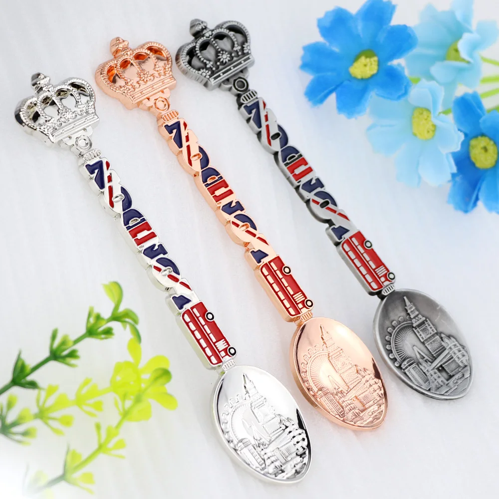 New Products Three Color Choice Zinc Alloy Metal Long Handle Souvenir Spoon