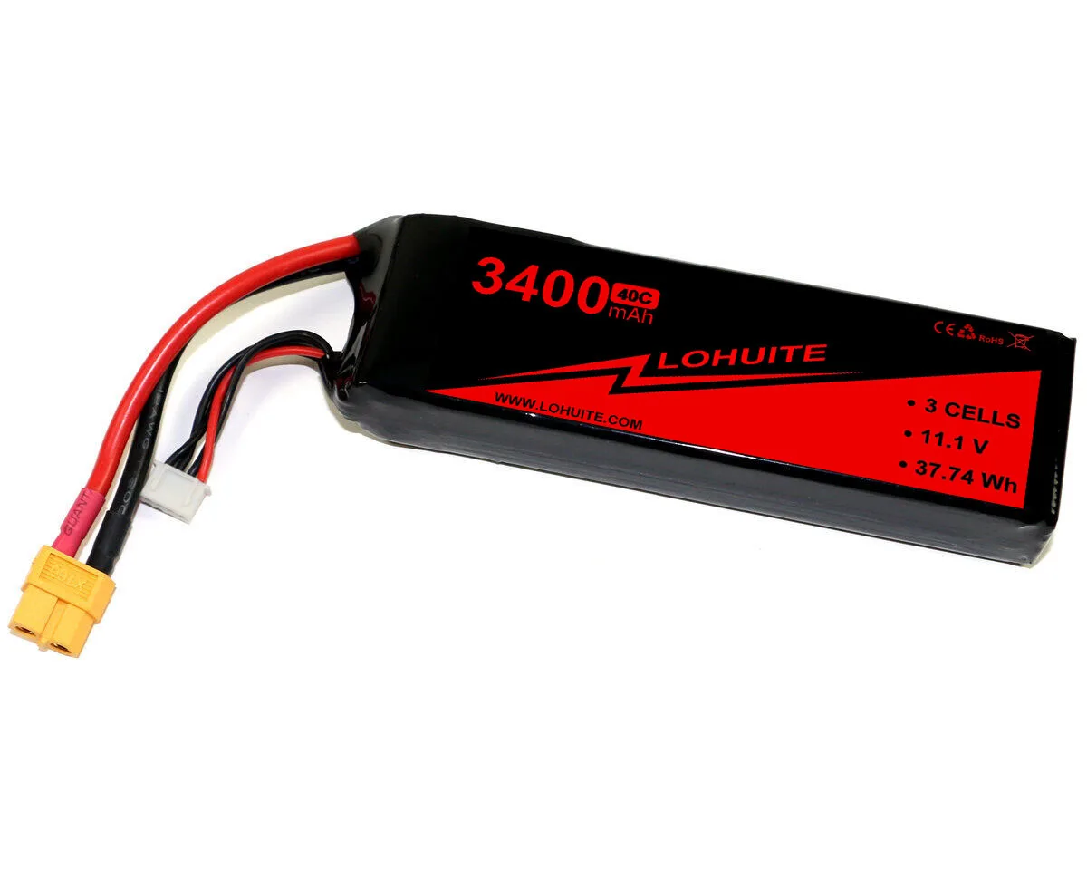 11.1V 50C 3400mAh 3S Lipo Battery with Deans T Connector for RC Airplane RC Helicopter RC Car