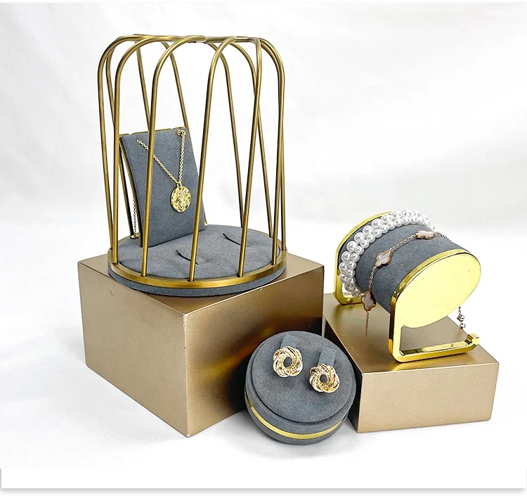 Multifunctional jewelry display props gray microfiber necklace jewelry display jewelry bust form ring holder custom