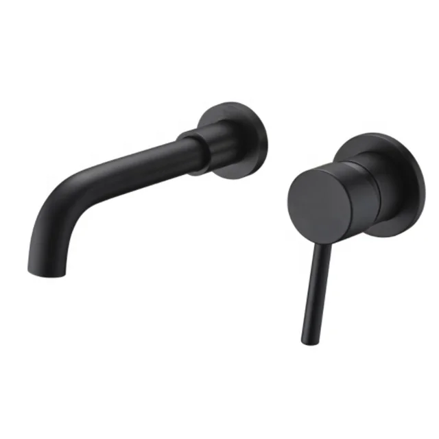 Wall mounted Single Handle Bathroom  sink Faucet waterfall Faucet  Black Faucet