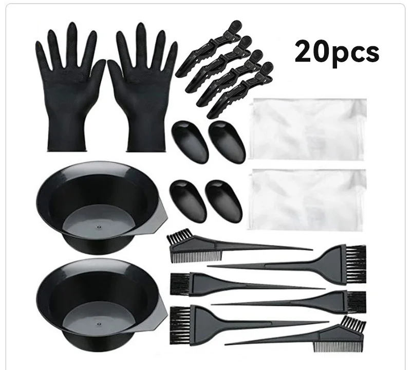 Salon Dyeing Color Hair Kit Hairdressing Gloves Cream Mixing Bowl And 3 Brush