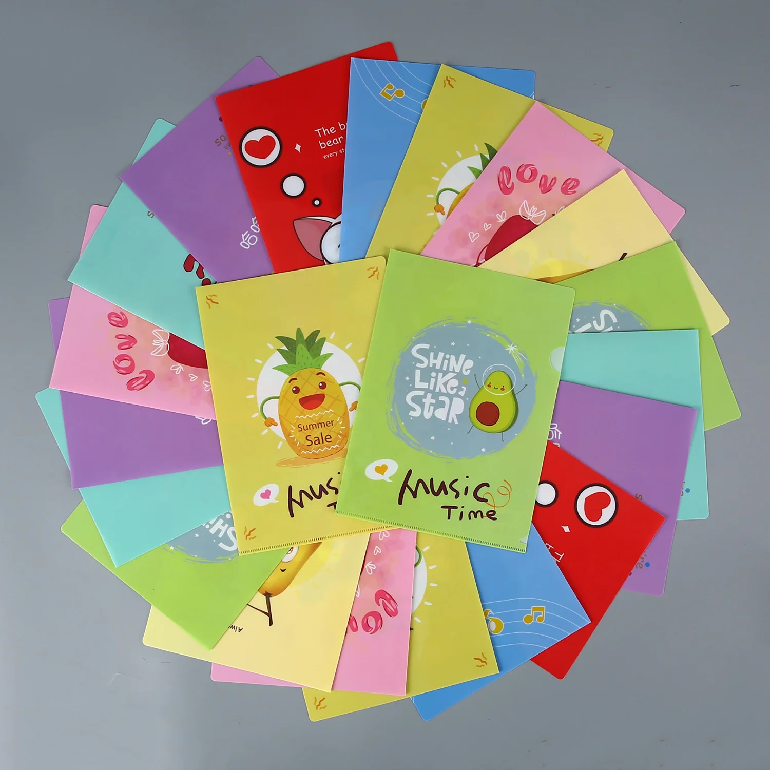 Customized Transparent Document Bag Office Supplies L Shape Pocket A4 PP Plastic File Folder