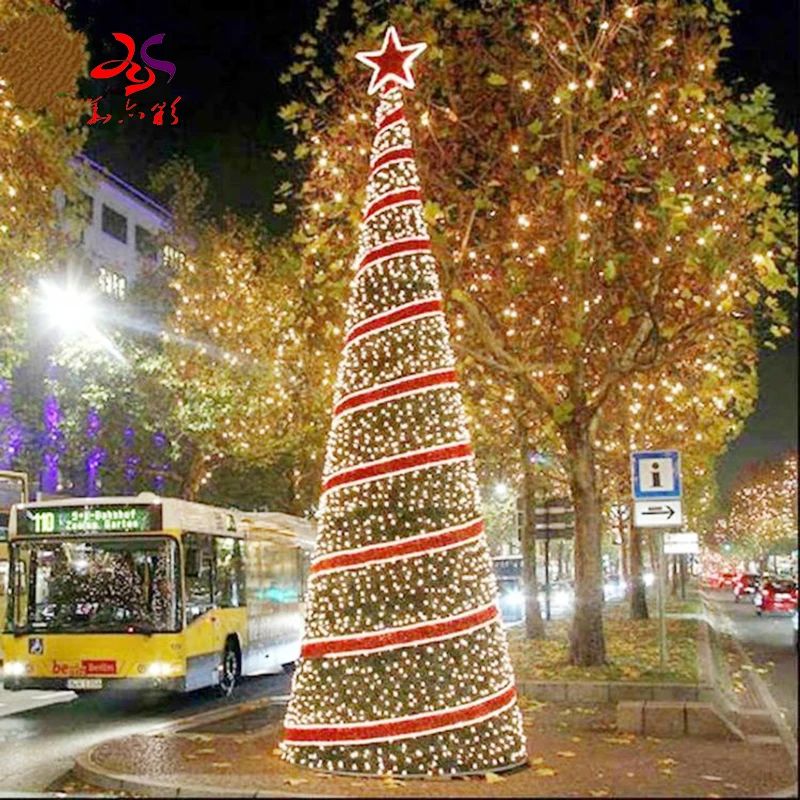 Newest 8m 10m 12m18m 20m 25m 30m 40m 50m outdoor giant Christmas tree With Red and yellow ball ornament decoration