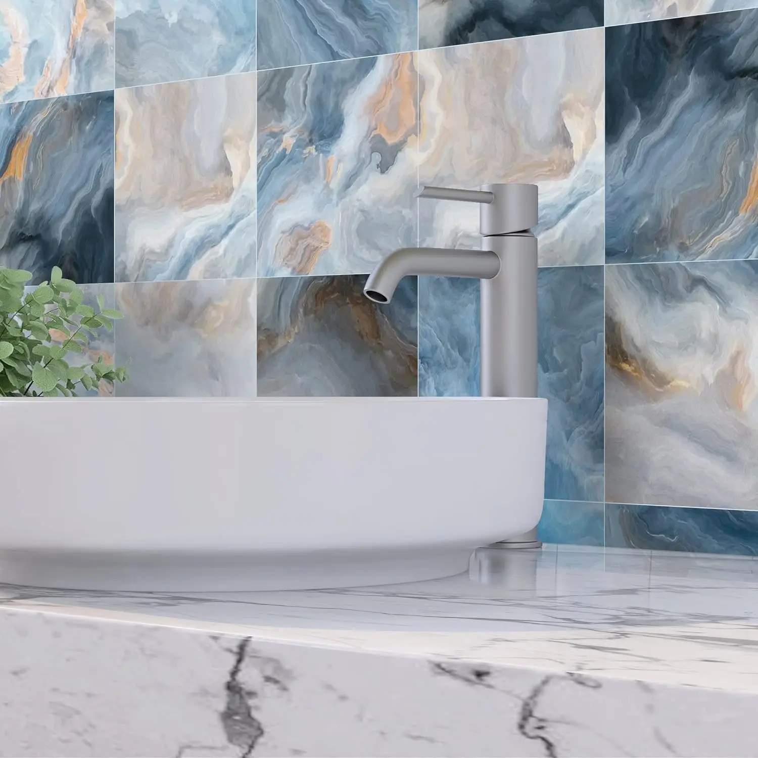 Wall Tile Marble Bath Tile Stickers For Kitchen Peel And Stick Wall Arts Non-Slip PVC Floor Stickers for Ceramic Bath