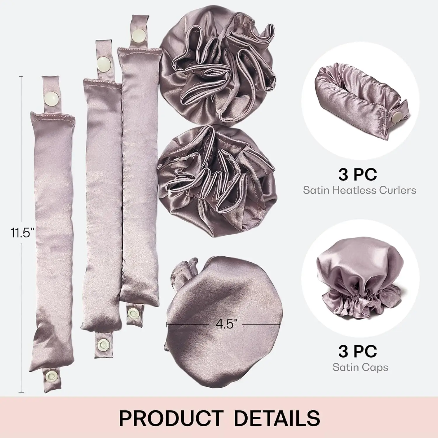 Mauri Portable Heatless Curling Rod Headband Magic No Heat Hair Ribbon Curler Rollers Silk Pink Heatless Hair Curler