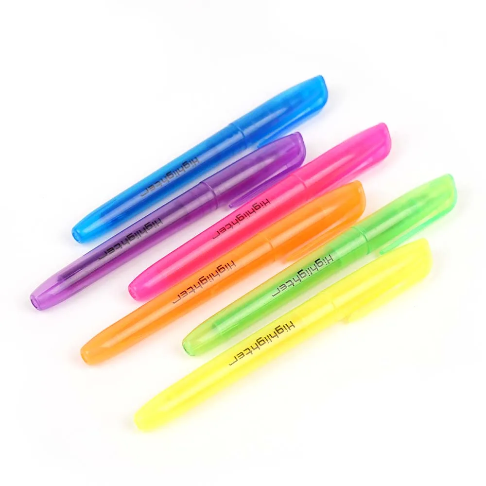 Wholesale Non-Toxic Retractable Glitter Highlighter Marker Pen Eye Protection Color Soft Highlighter Marker Pen With Logo