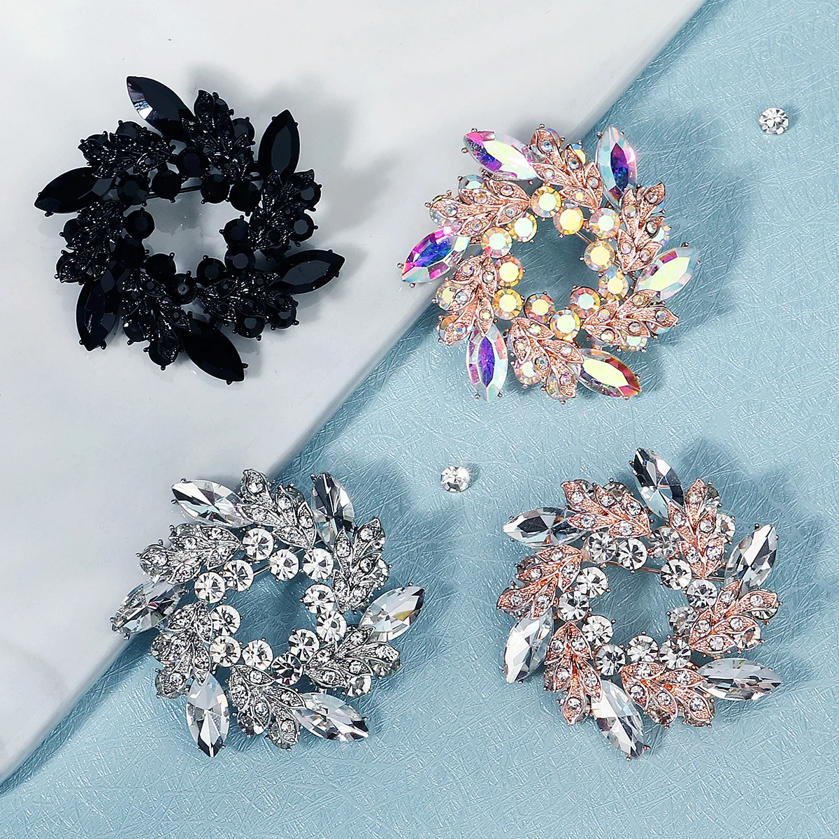 Factory Supply Flower Crystal Brooch For Women Fashion Brooch Pin Bouquet Rhinestone Brooches And Pins Scarf Clip Jewelry Gifts