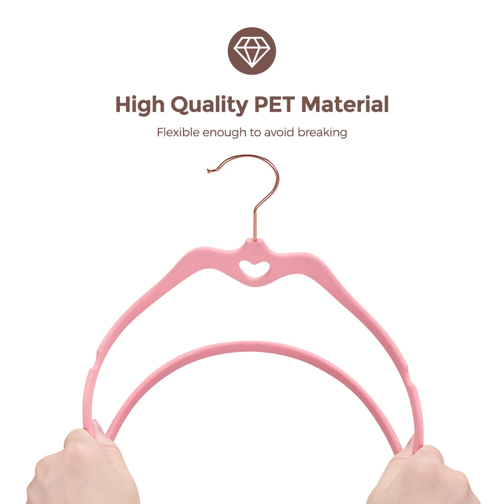Пользовательские пластиковые Нескользящие новые высококачественные 60 Pack розовые бархатные вешалки для костюмов