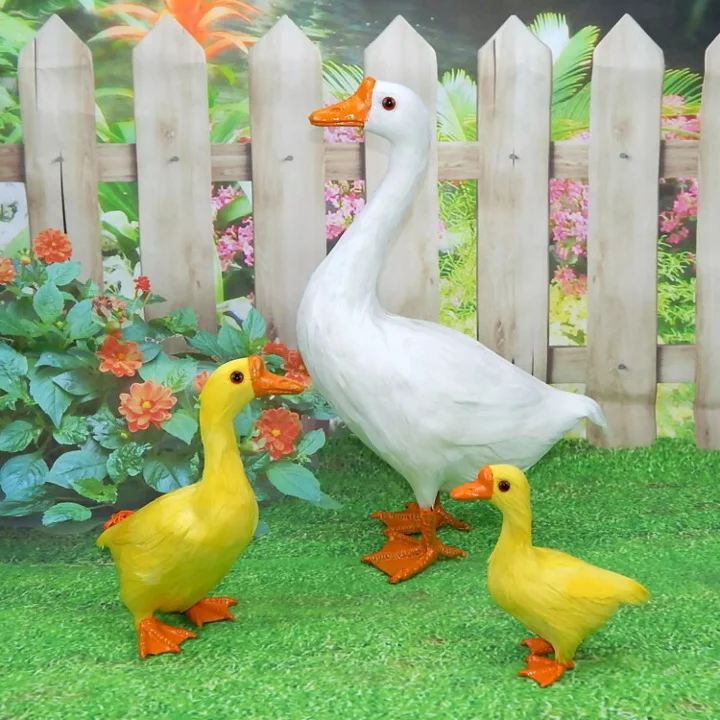 Simulation White Goose Big Farm Animal Model with Feathers Garden Ornament Duck Model
