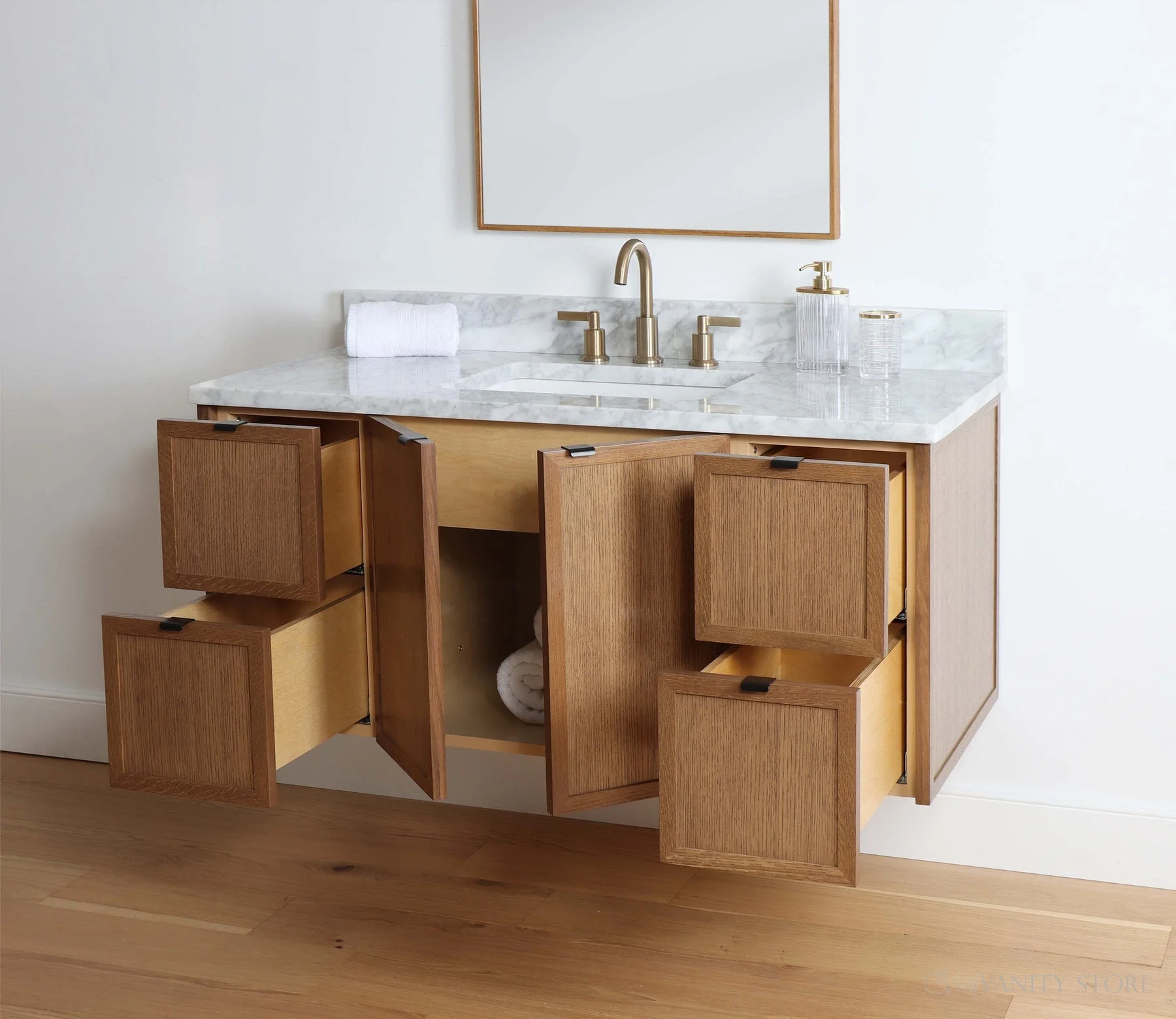 New Custom Furniture Wood Modern Vanities Simple Design Laundry Bath Basin Bathroom Vanity Cabinet