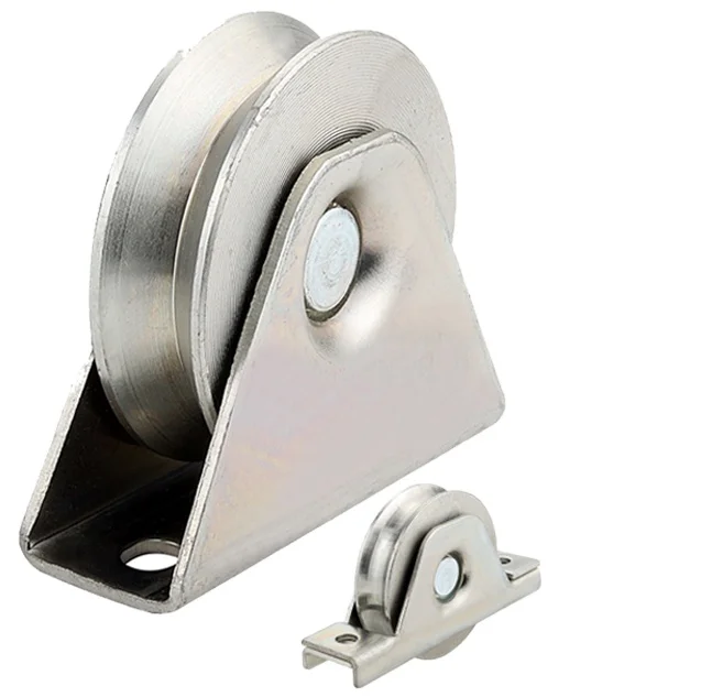 Steel Metal Industry Sliding Door System Silver Gate Wheel Double Bearing