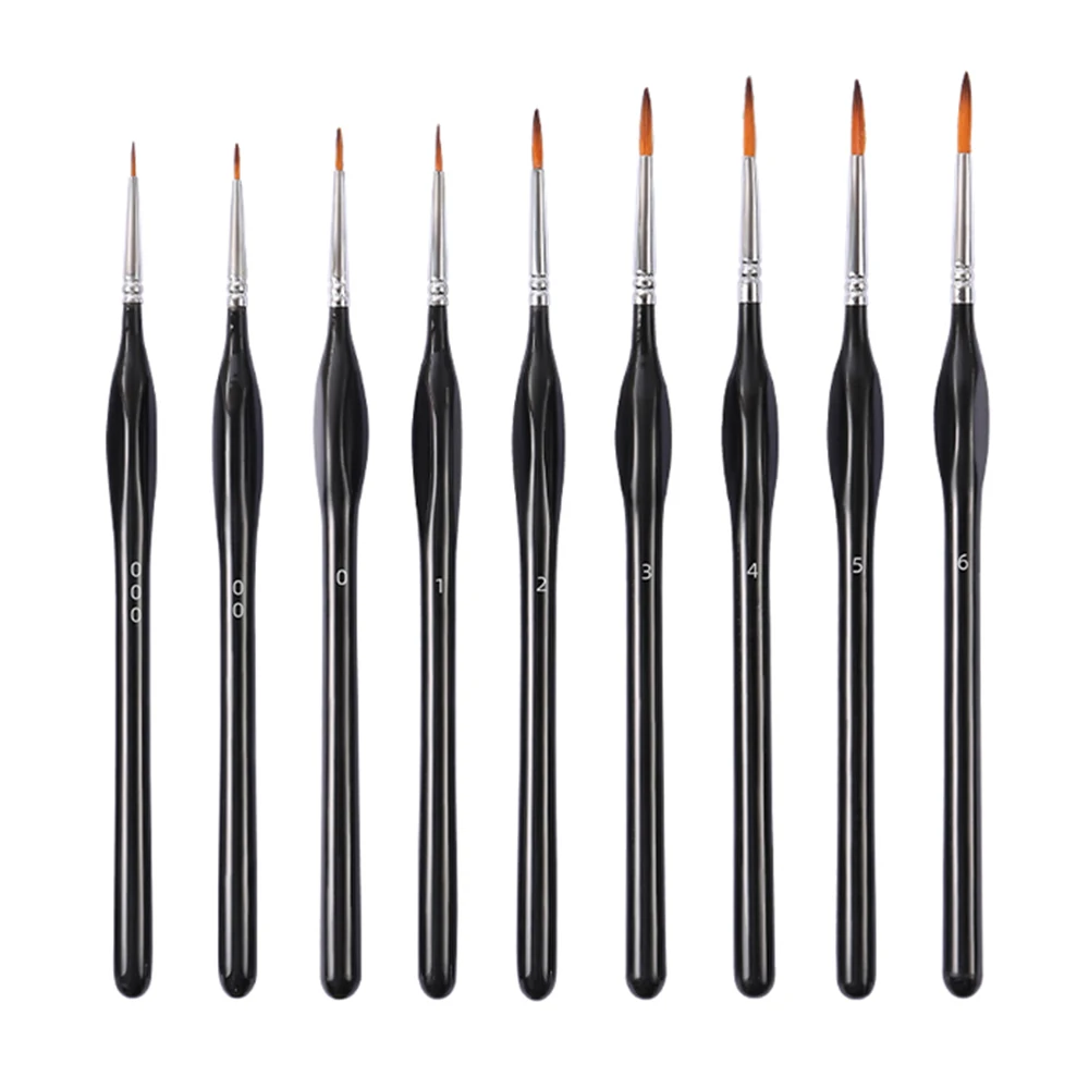 Panwenbo Factory Manufacturer 9pcs Paintbrushes Fine Tip Details Artist Paint Brush Set Acrylic Painting Brush Set