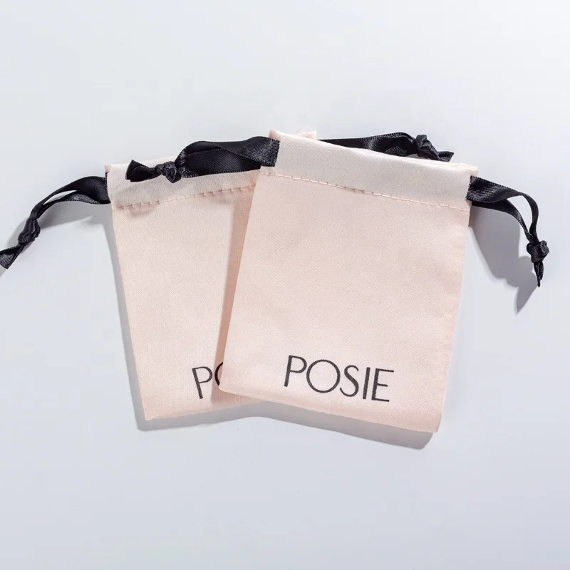 Eco Custom Logo Small Business Drawstring Silk Gift Bag Satin Jewelry Pouch Satin Textile Packaging Bag Wholesale