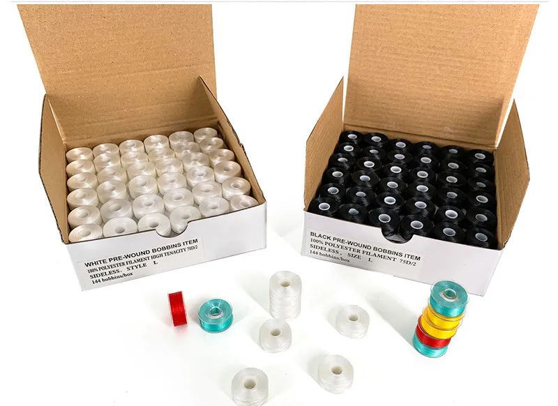 WT008 фабрика, 100% полиэстер, 75D/2, предварительно намотанная шпуля, Вышивальная нить