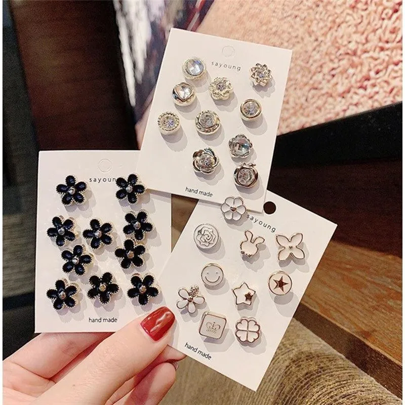 Pack Cute Enamel Brooches Pins Pearl Neckline Small Collar Lapel Pin Buckle Fixed Clothes Invisible Brooch Jewelry Sets
