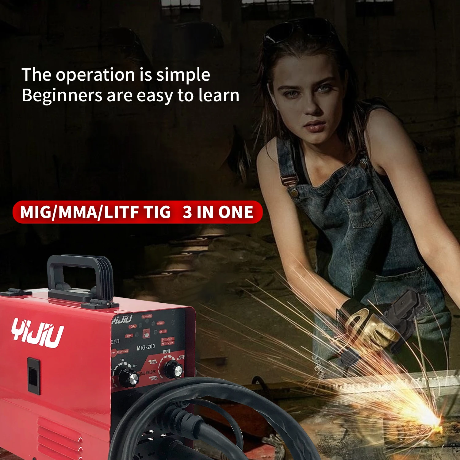 YIJIU 220V 120A Multifunctional Inverter MIG Welder Portable 3 in 1 MMA/ MIG/ LIFT TIG  Gas & Gasless Machine  Stock Available