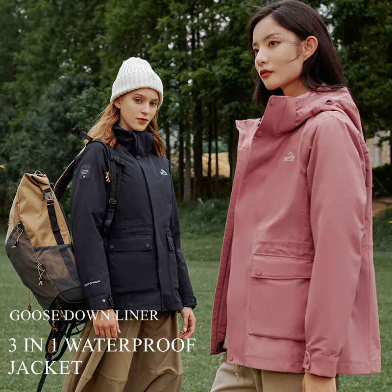 Pelliot Goose Down Waterproof Jacket 10000MM 2024 New Arrivals A/W 3 in 1 Mountain Outdoor Warm Down Jacket