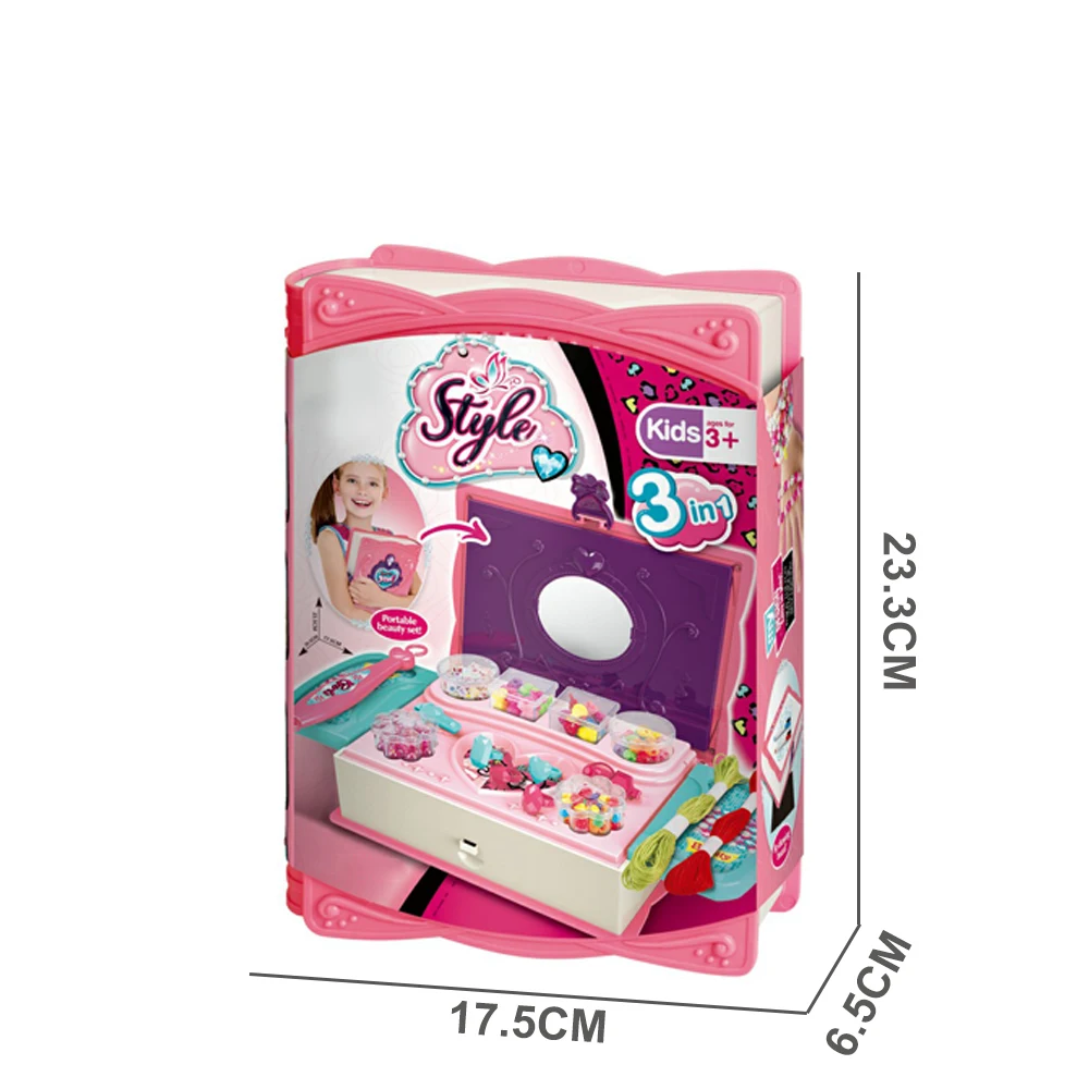 3 In 1 Book Shape Drawing Board Little Girls Bead Bracelet DIY Jewelry Making Toys For Kids
