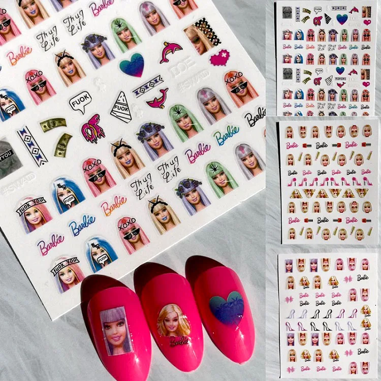 Wholesale OEM Price 3D Hot Sale Barbie Doll Nail Stickers Nail Decals