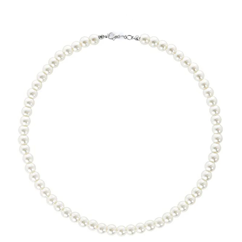 Высокое качество белое жемчужное ожерелье 8 мм круглые бусины искусственный жемчуг колье свадебное нежные украшения для женщин