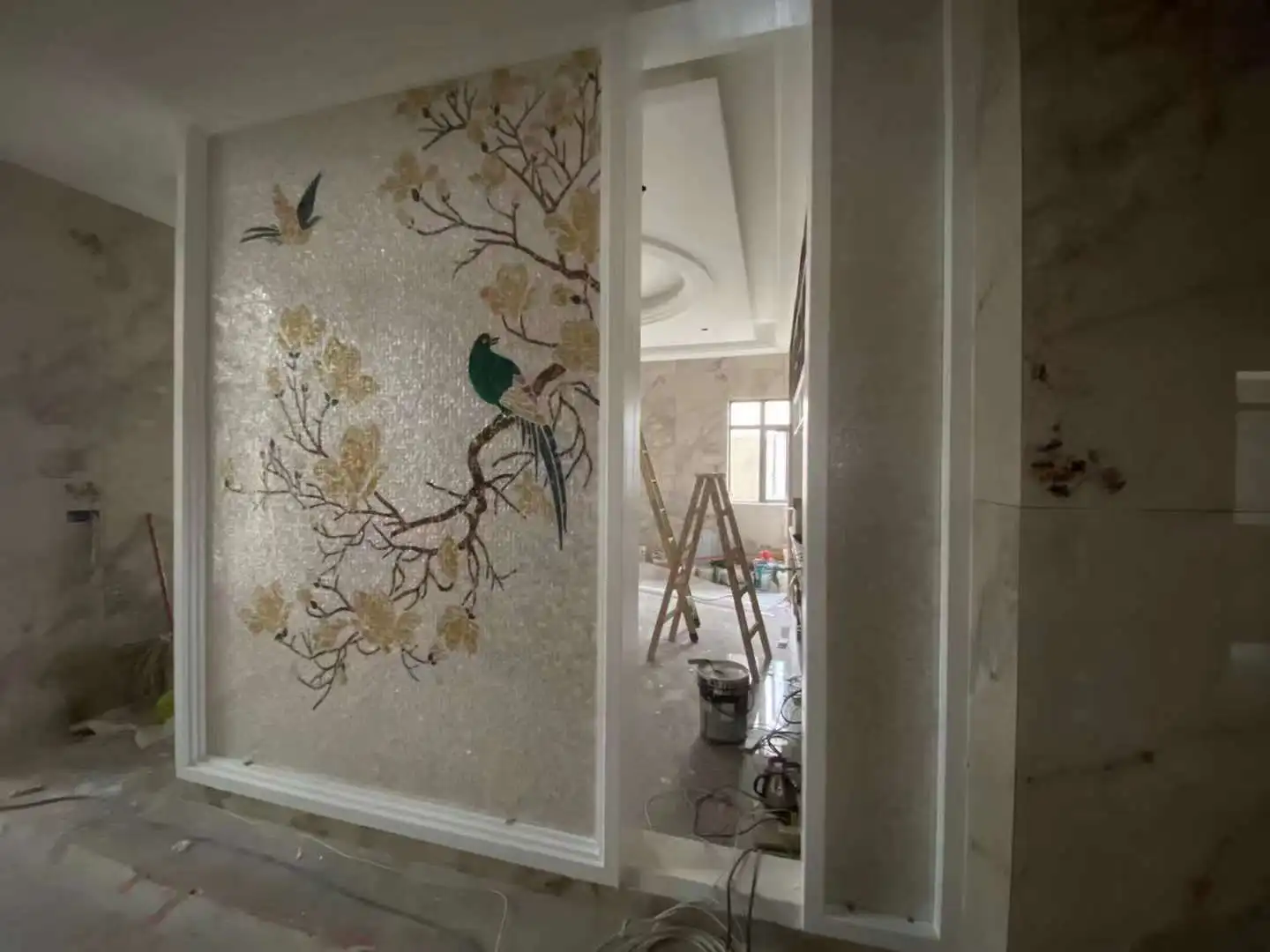 Внутренний настенный Декор ручной работы перламутровая мозаичная настенная панель для украшения мебели двери