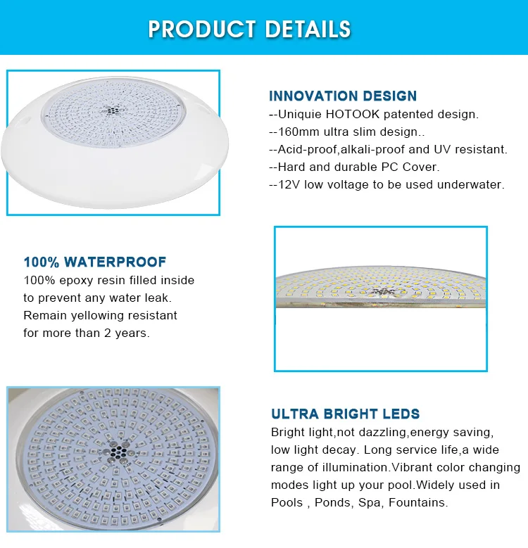  HOTOOK лакированная 160mm смолы заполненный Luces Para Piscina nicheless погружной AC12V 15W RF пульт дистанционного управления многоцветный светодиодный светильник для