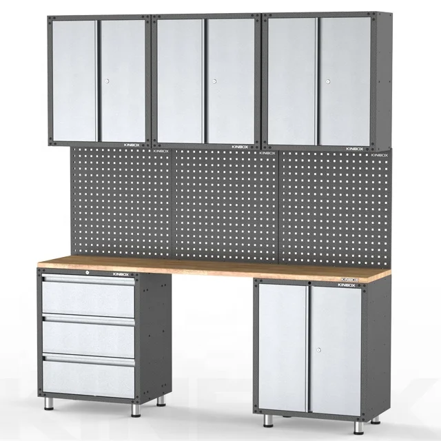 Kinbox Classic Combination 9 Pieces Commercial Storage Cabinet Garage for Workshop