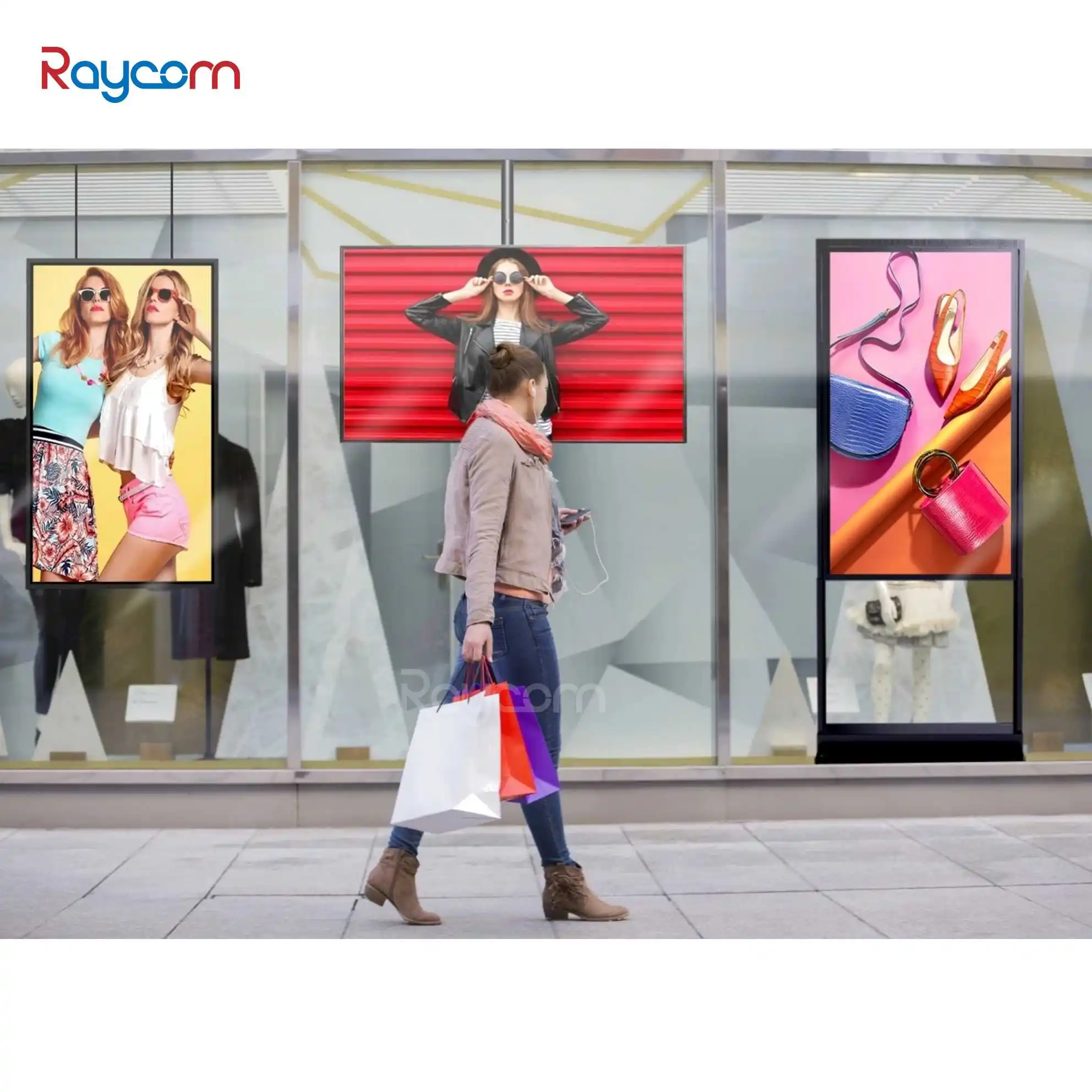 Raycom Wall LED Display Mounted Digital Signage Wifi Android Internet Lcd Advertising Display Player Smart Ad Display for Store