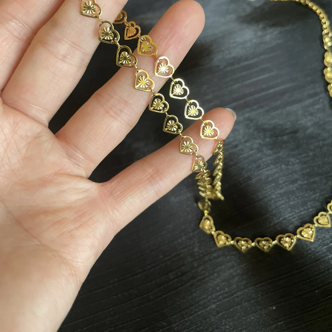 Summer Stainless Steel Linked Hollow Love Heart Necklace 18K Gold Plated Colorful Enamel Choker Necklace Women Vintage Jewelry