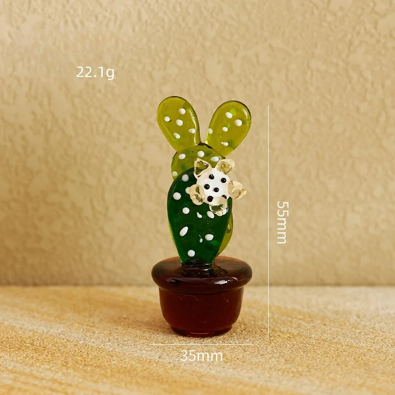 Handcrafted Lampworking Technique Home Decoration Gift Papertown Mixed Shape Cactus  Glass Figurine