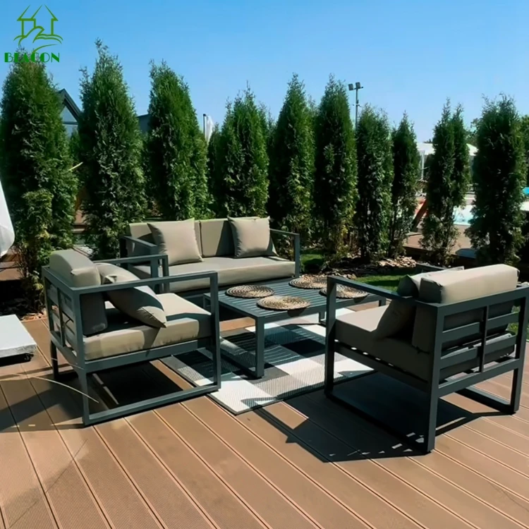Patio Furniture Sofa Set Garden Lounge Sofa Outdoor Furniture Set Durable Modern Terrace Sets High Quality Aluminum Metal Sofa
